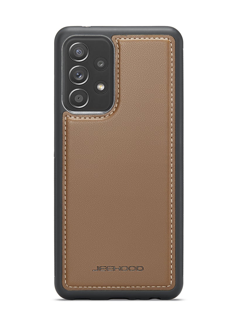 JEEHOOD CaseMe Phone Case Compatible with Samsung Galaxy A52 4G/5G A52S Luxury PU Leather Back Cover Cover Compatible with Samsung Galaxy A52 4G/5G A52S - Brown - Image 3