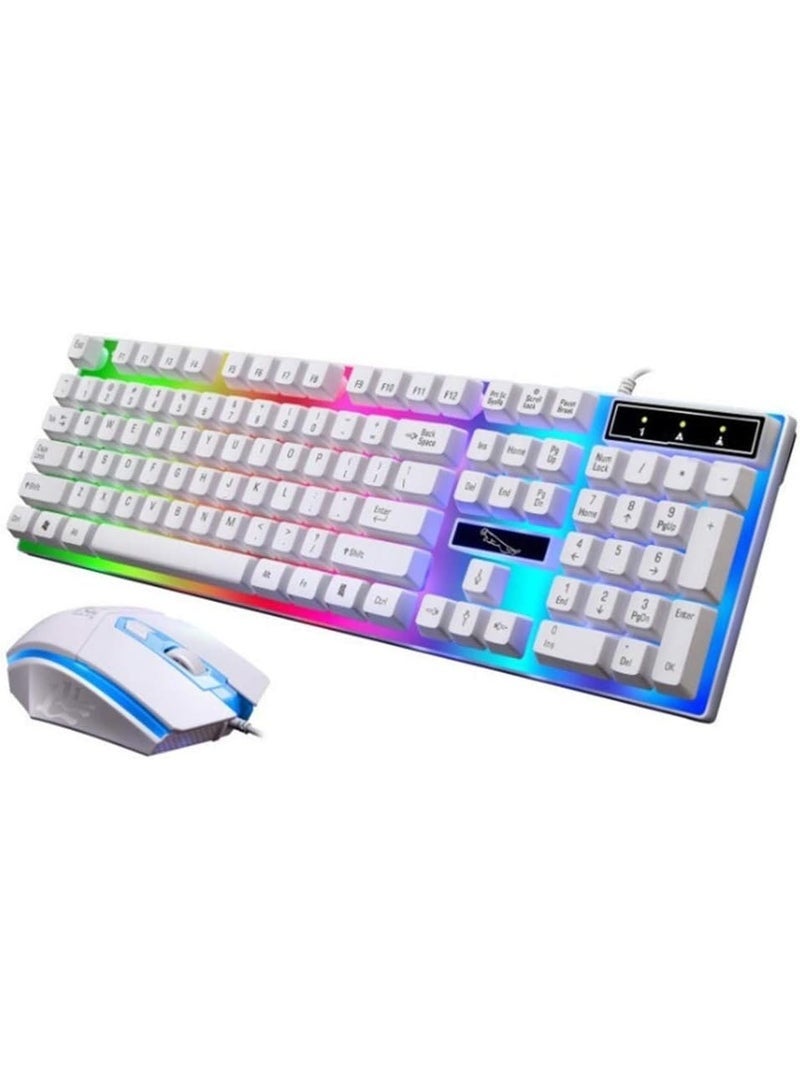 White gaming keyboard and mouse set with LED backlighting - Image 4