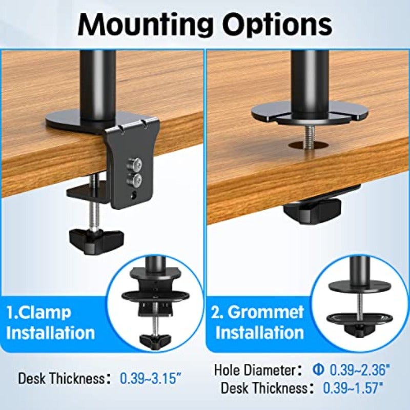 Dual Monitor Stand Stacked Vertical Stacked Monitor Mount for 2 Max 32 inch Screens Computer Monitor Desk Mount with Height Adjustable Swivel Tilt VESA Bracket with C-Clamp Grommet Base - Image 4