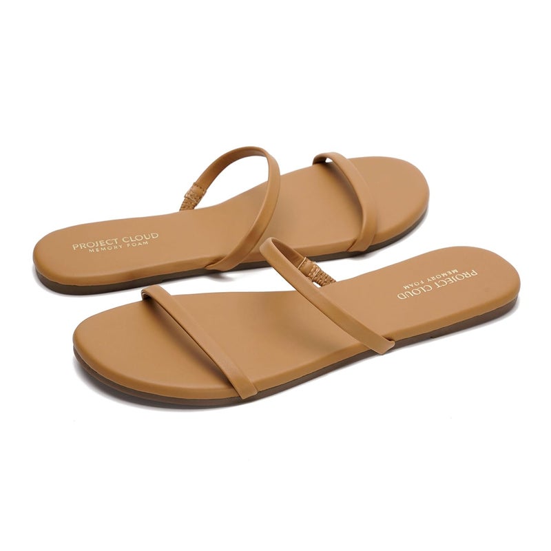 Project Cloud Summer Sandals for Women 2026 - Memory Foam Insole and Eco-Crafted Leather Beach Flip Flops for Women - Non Slip and Lightweight Double Strap Womens Sandals (Transition, CML,9M) - Image 2