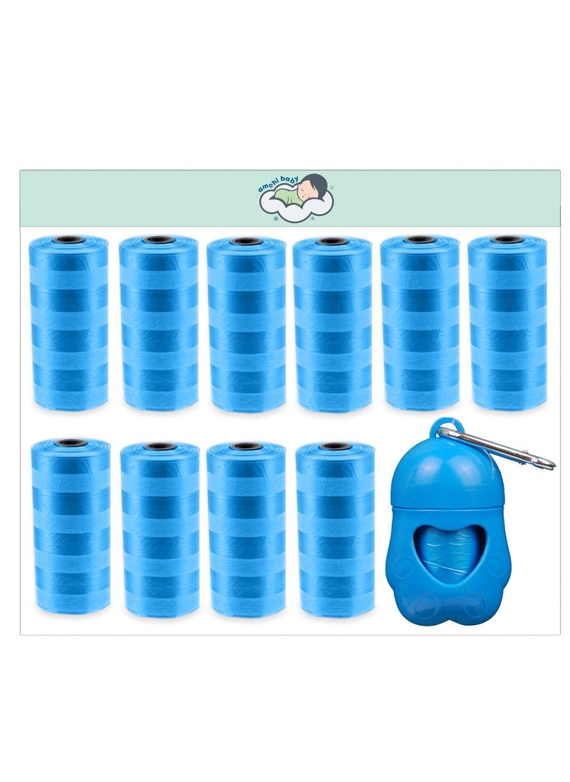 amchi baby Amchi Baby Disposable Scented Bags pack of 10 rolls/200 Bags with Dispenser- Blue  - Image 1
