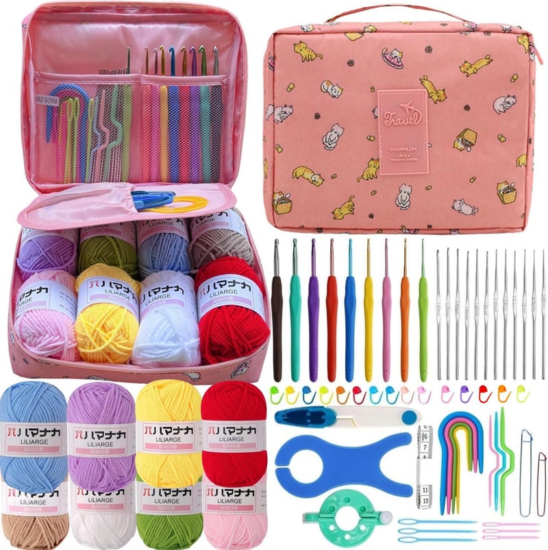 ZICALSO Crochet Kit for Beginners Adults,Beginner Crochet Kits with Yarn,Learn to Crochet Kit,Crochet Supplies,Ergonomic Crochet Hooks and Small Crochet Hooks - Image 1