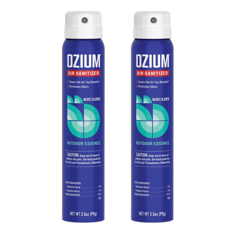 Ozium أوزيوم 3.5 أونصة. معقم هواء ومزيل روائح للمنازل والسيارات والمكاتب والمزيد، عطر جو خارجي، عبوة 2 - Image 1