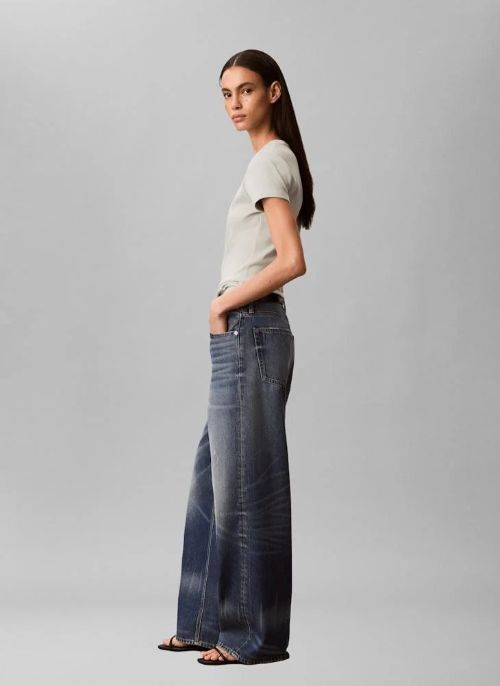 Calvin Klein Jeans Pale Meadow Casual 2X2 Baby Rib Logo Baby T-Shirt for Women | Best Price UAE
