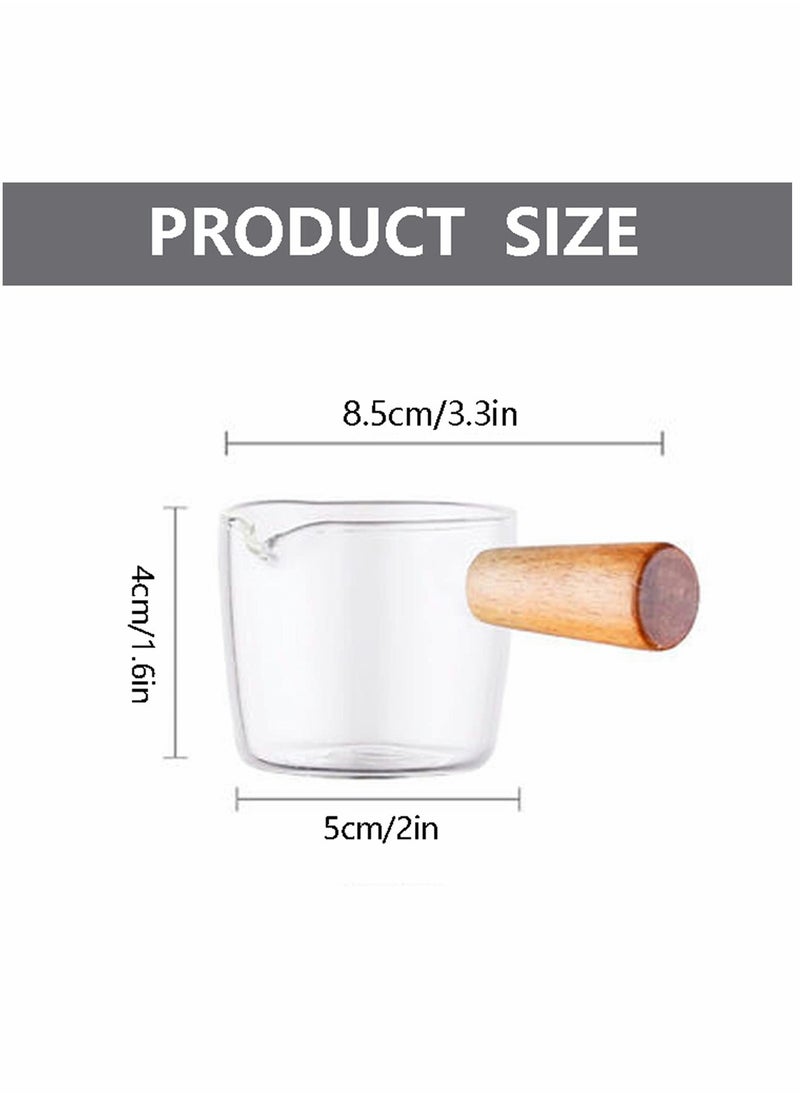 SYOSI - Creamer Dish Small Sauce Bowls, 2Pcs Prep Dip Dessert Dish Bowls with Handle Creamer Cup Mini Coffee Milk Creamer Serving Pitcher Jug, Borosilicate Glass Milk Dressing Server Pourer (S) - Image 1