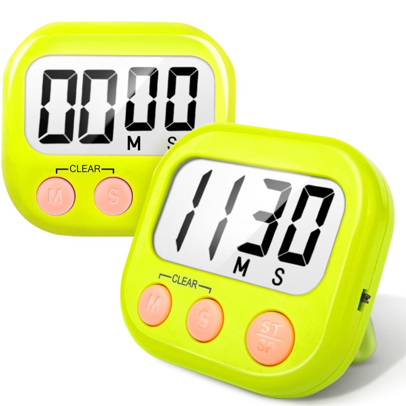 AOUCE 2 Pack Kitchen Timers Loud Ring Digital Timers for Cooking Magnetic Green 