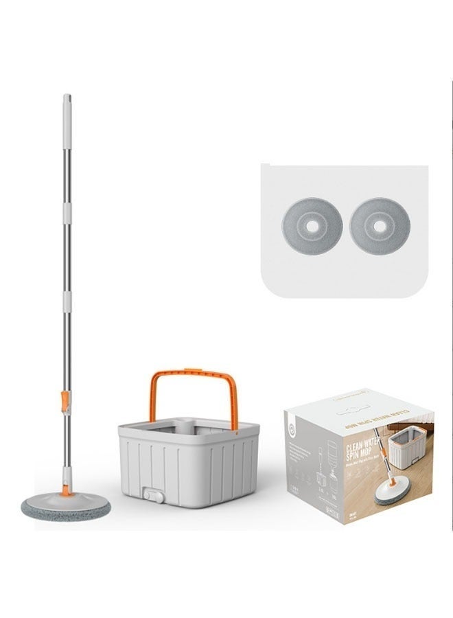 Mop and Bucket Set, Spin Mop with Dirty Water Self Separation System with 2 Mop Head Replacement, Self Cleaning Mops and Buckets System with Mop Scraper for Household Use Floor Cleaning（Round） - Image 1