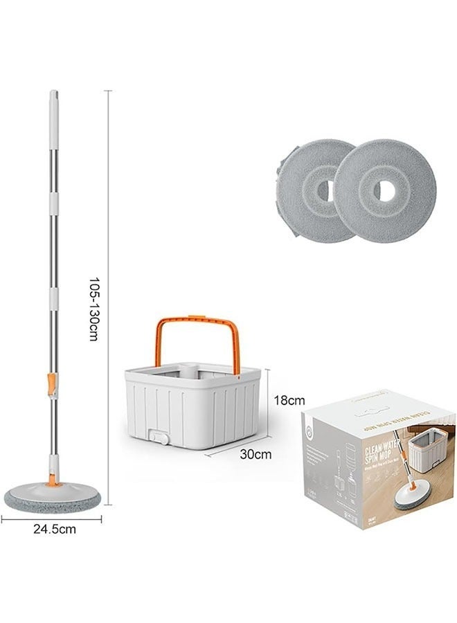 Mop and Bucket Set, Spin Mop with Dirty Water Self Separation System with 2 Mop Head Replacement, Self Cleaning Mops and Buckets System with Mop Scraper for Household Use Floor Cleaning（Round） - Image 3