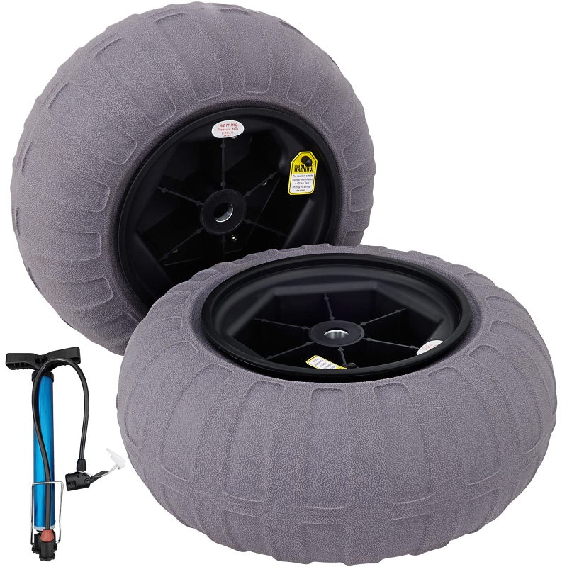 VEVOR Beach Balloon Wheels 16 Replacement Sand Tires TPU Cart Tires for Kayak Dolly Canoe Cart and Buggy with Free Air Pump 2Pack