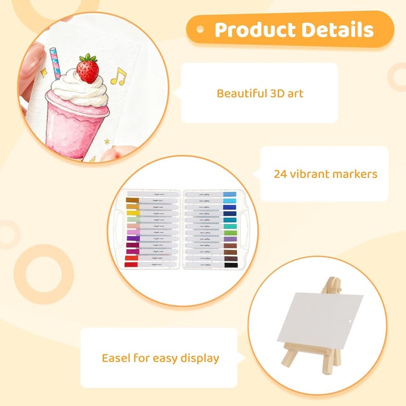 Art Set: 3D Painting Kit, Foam Paper, Markers, Beads, Easel, - Image 2