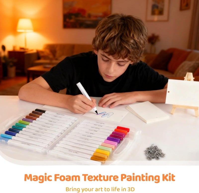 Art Set: 3D Painting Kit, Foam Paper, Markers, Beads, Easel, - Image 4