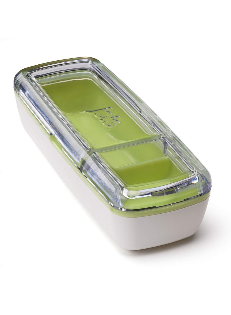 Joie Snack On the Go Divided Container, Two Compartment Storage Box Keeps Foods Separate, Leakproof and Airtight, Ideal for Veggies and Dip or Cheese and Crackers, Colors May Vary - Image 1