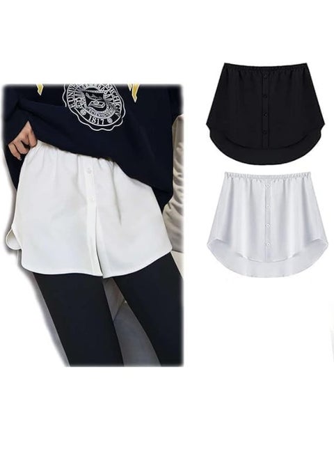 2 Pcs Shirt Extender for Women, Adjustable Layering Fake Top Lower Sweep Shirt Half Length Skirt, Classic Yet Stylish, Easy to Match, Can Be Matched with Jeans, Leggings, Casual Shoes, XXL