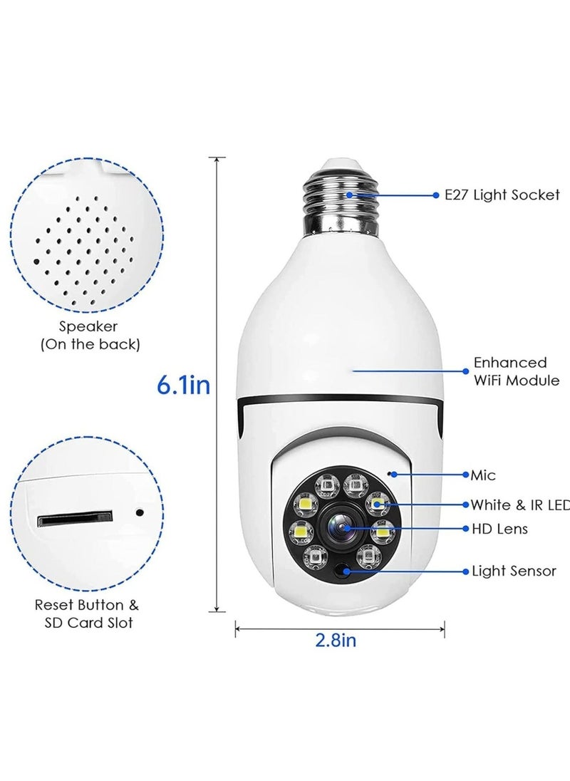 WiFi Light Bulb Camera 360 Degree Wireless Outdoor Security Camera Home Surveillance Cam with 1080P Color Night Vision Human Motion Detection(4-PCS) - Image 2