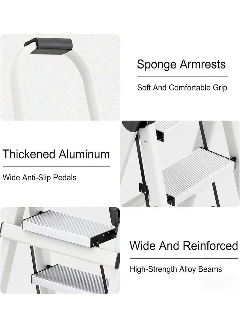 CUBEXELL Foldable Ladder 4 Steps,Home Ladder Folding Step Stool with Wide Anti-Slip Pedal Durable Aluminum Alloy Frame Adults Folding Sturdy Steel Ladder for Home Kitchen Garden Office - Image 4