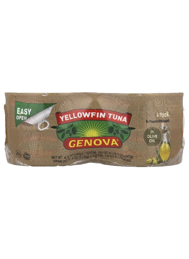 Genova Genova, Yellowfin Tuna In Olive Oil, 4 Pack, 5 oz (142 g) Each  - Image 1