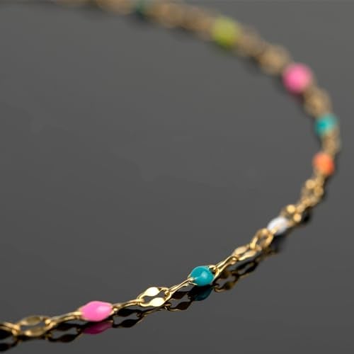 UMAOKANG 16.4ft/5m Gold Plated Stainless Steel Chains Bulk Mixed Color Enamel Bead Chain Spool for Jewelry Making with Jump Rings and Lobster Clasps - Image 5