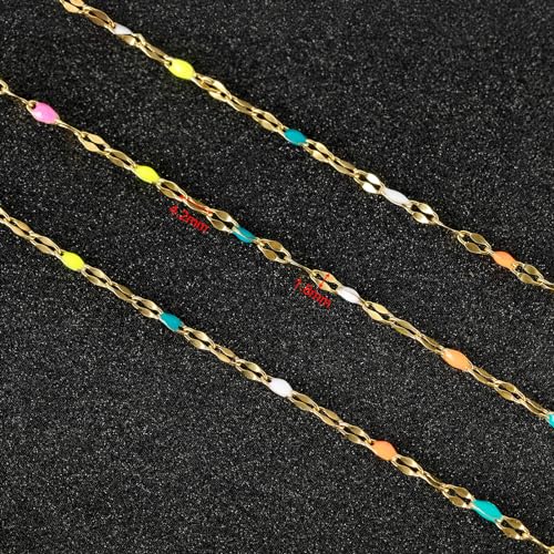 UMAOKANG 16.4ft/5m Gold Plated Stainless Steel Chains Bulk Mixed Color Enamel Bead Chain Spool for Jewelry Making with Jump Rings and Lobster Clasps - Image 3