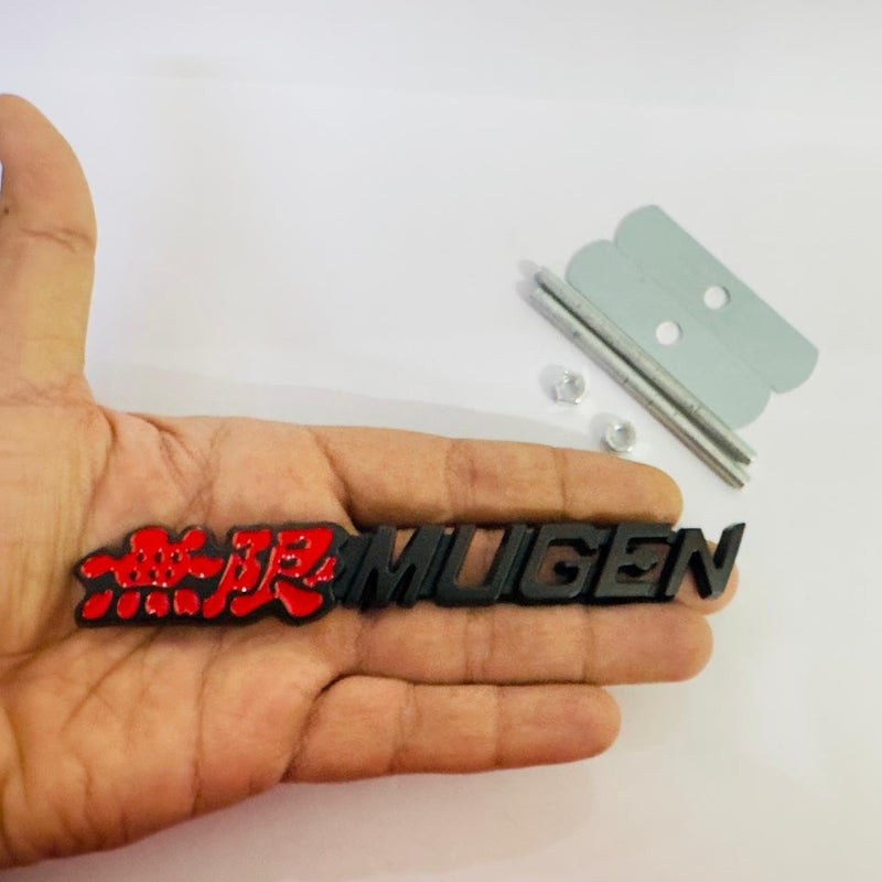 AUTO MT شعارات للسيارات والدراجات المعدنية وشعار الشبكة المعدنية، ملحقات السيارات لشعار 3D شارة سباق السيارات ملصق جولة كبيرة ملصق. (شعار شبكة معدنية حمراء سوداء موغن.) - Image 1