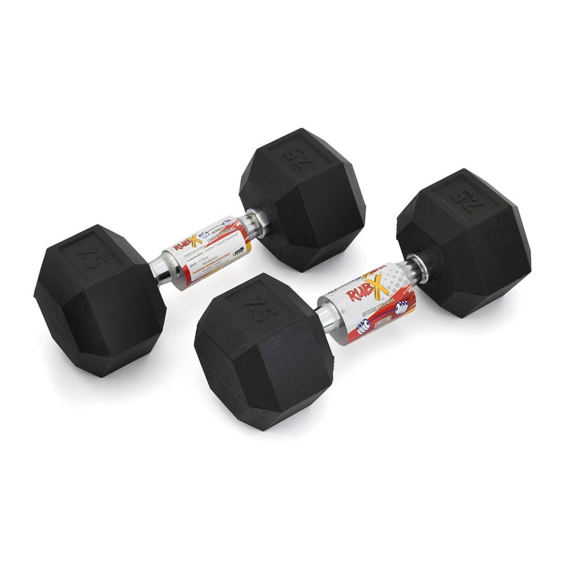 RUBX Rubber Coated Professional Exercise Hex Dumbbells (Pack of Two) 12.5 Kg x 2pc (Total = 25 kg) - Image 4