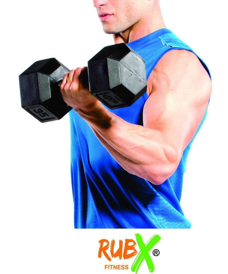 RUBX Rubber Coated Professional Exercise Hex Dumbbells (Pack of Two) 12.5 Kg x 2pc (Total = 25 kg) - Image 5
