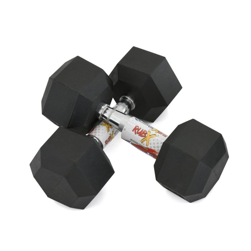 RUBX Rubber Coated Professional Exercise Hex Dumbbells (Pack of Two) 12.5 Kg x 2pc (Total = 25 kg) - Image 3