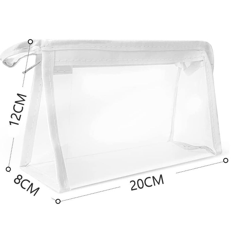 AQBAH Pencil Case Polyurethane Large Capacity Big Pencil Pouch for Girls & Boys, Transparent Pen Bag Organizer for School, Multi-Purpose Stationary (2, White - Black) - Image 2
