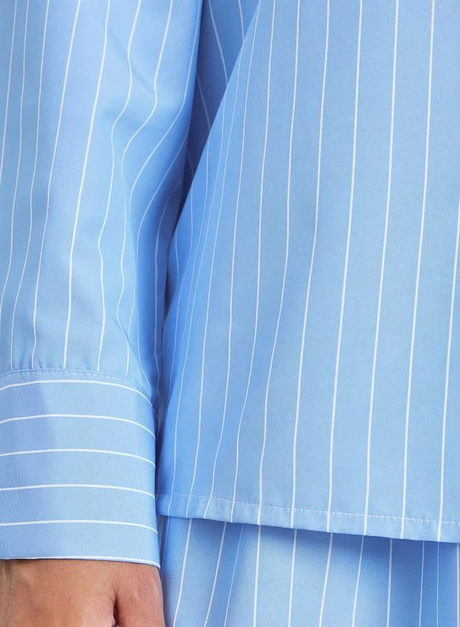Styli  Striped Long Sleeve Shirt and A-Line Maxi Skirt Co-Ords for Women | Best Price UAE