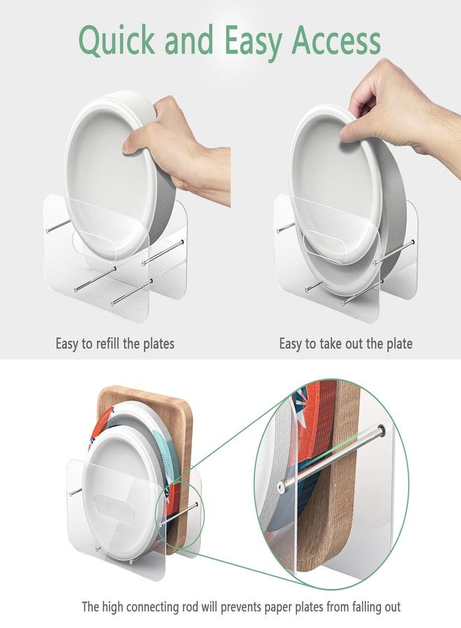 TOWARDFUN Paper Plate Dispenser for Round/Square 7-12 Inch Paper Plates, Space-Saving Plastic, Foam and Paper Plate Holder, Acrylic Paper Plate Organizer for Countertop, Cabinet, Shelf or Outdoor Use - Image 4