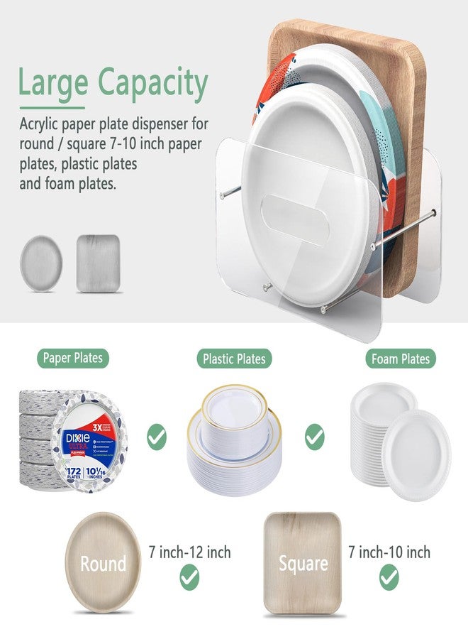 TOWARDFUN Paper Plate Dispenser for Round/Square 7-12 Inch Paper Plates, Space-Saving Plastic, Foam and Paper Plate Holder, Acrylic Paper Plate Organizer for Countertop, Cabinet, Shelf or Outdoor Use - Image 3