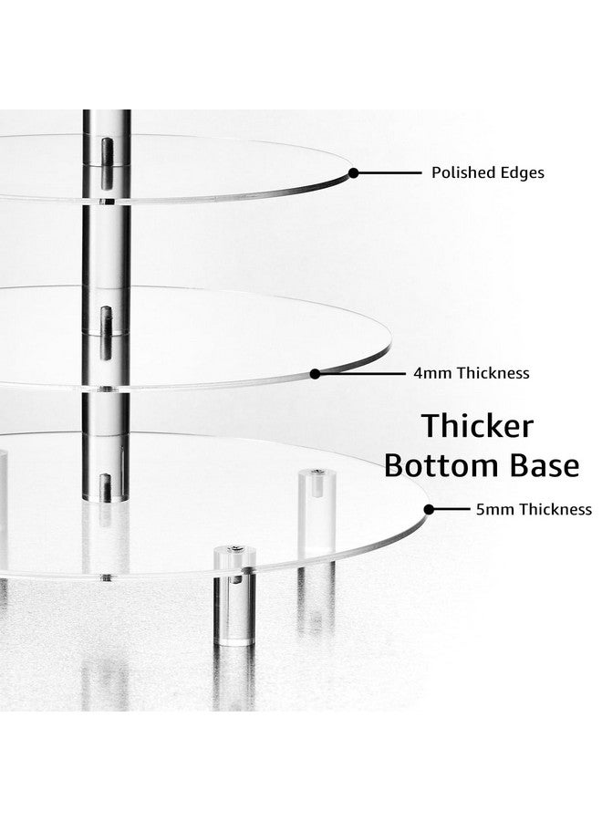 Hayley Cherie 5 Tier Acrylic Cupcake Stand, Extra Thick 5mm Base, Large Cupcake Tower, Multi Tiered Cake Stand Round Clear Holder for Dessert Table Display, Weddings, Birthday Party, Graduation, Pastry, Donut Tree - Image 2