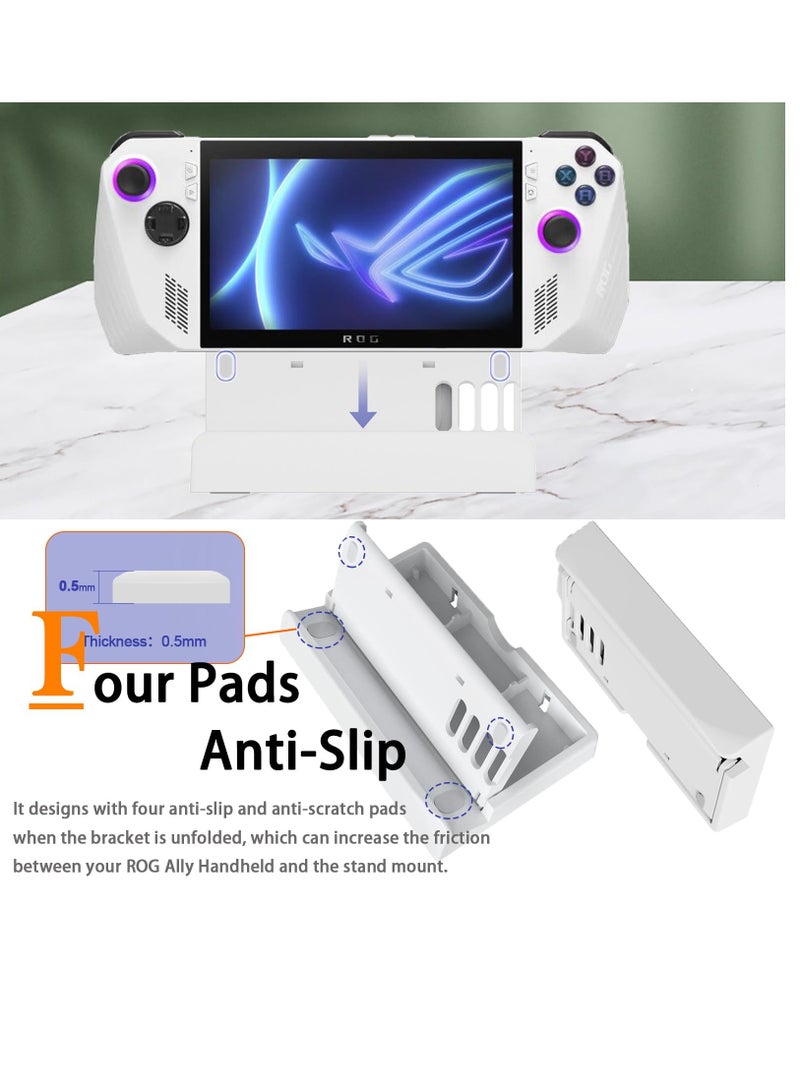 Captaintech Adjustable MultiAngle Kickstand for ROG Ally with AntiSlip Pads Portable Foldable Stand for Asus ROG Ally Handheld 2023 Accessories White  - Image 5