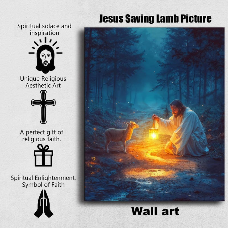 Ploceiny Christian Wall Art Decor - Serenity Prayer & Jesus with Lost Lamb Picture, Baptism Gifts for Boys & Girls, Inspirational Home Decor for Women & Men, Perfect for Prayer Rooms & Christmas Decor A-373 - Image 5