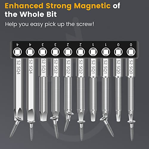 MulWark Robertson Square Allen Wrench Drill Bits Set 10PC Screwdriver Bit Set, 2.3" Long 1/4" Diameter Quick Release Shank Magnetic Square Drive Bit Set for Assembling Furniture - Image 4