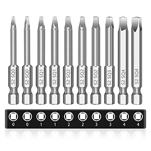 MulWark Robertson Square Allen Wrench Drill Bits Set 10PC Screwdriver Bit Set, 2.3" Long 1/4" Diameter Quick Release Shank Magnetic Square Drive Bit Set for Assembling Furniture - Image 1