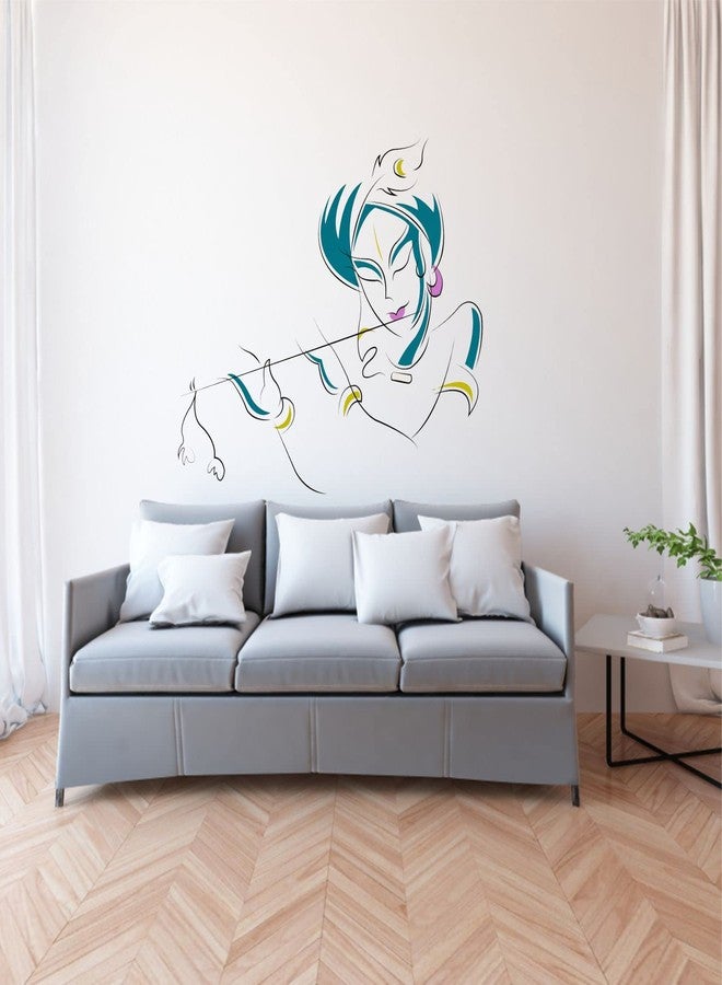 Sticker Yard Lord Krishna Playing Flute Vinyl Wall Sticker for Living Room/Bedroom/Office and All Decorative Wall Stickers Size 66X50CM - Image 3