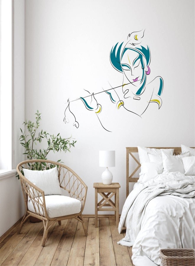 Sticker Yard Lord Krishna Playing Flute Vinyl Wall Sticker for Living Room/Bedroom/Office and All Decorative Wall Stickers Size 66X50CM - Image 2