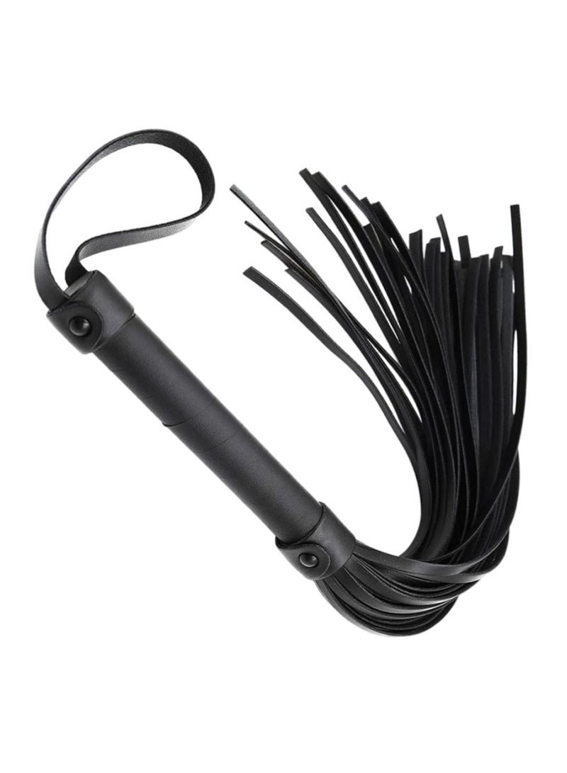 Y&D Riding Whip for Racecourse, Faux Leather Crop Equestrian Flogger Shaft Paddle Horse Accessories Racecourse (Black) - Image 1