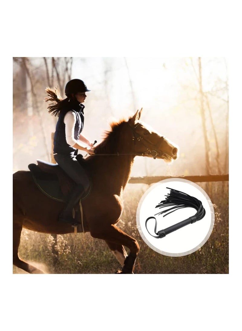 Y&D Riding Whip for Racecourse, Faux Leather Crop Equestrian Flogger Shaft Paddle Horse Accessories Racecourse (Black) - Image 5