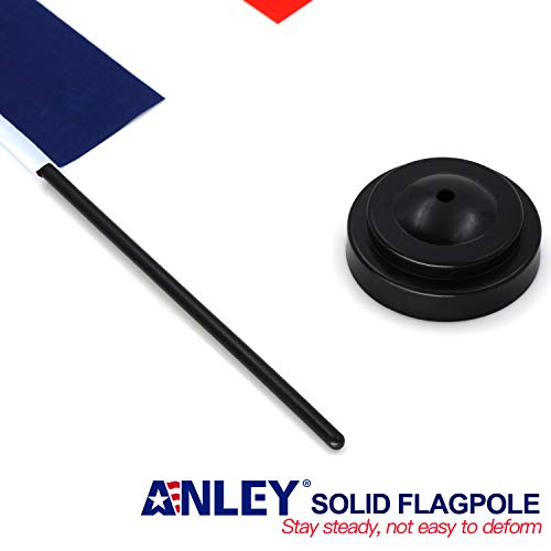 Anley France Deluxe Desk Flag Set - 6 x 4 Inch Miniature French Desktop Flag with 12" Solid Pole - Vivid Color and Fade Resistant - Black Base and Spear Top - Image 3