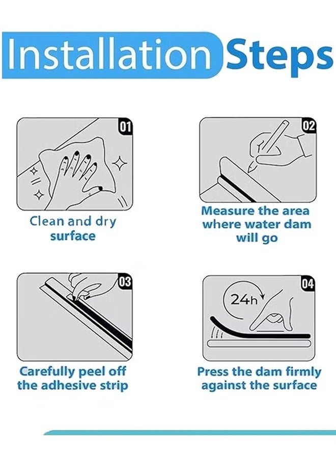 Waterproof Strip, Self-Adhesive Water Retaining Strip,Threshold Water Dam, Water Shower Barrier Water Dam,Silicone Bathroom Water ，Stopper Strip Self-Adhesive ，Anti Slip Tape Strip Flexible Water ，Retaining Strip Wet And Dry Separation Seal Suitable For Kitchen, Bathroom, Wash Basin, Etc. - Image 5