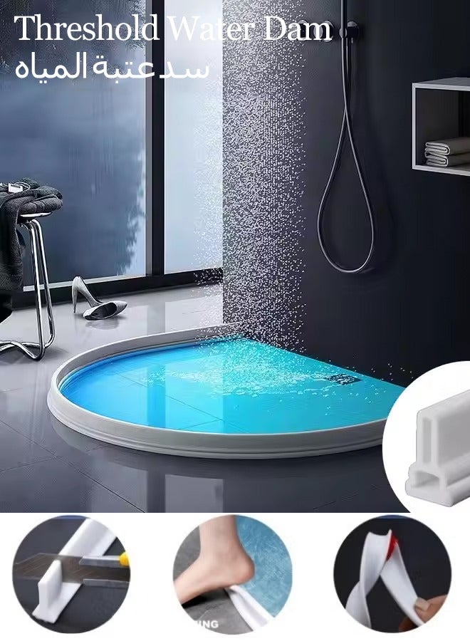 Waterproof Strip, Self-Adhesive Water Retaining Strip,Threshold Water Dam, Water Shower Barrier Water Dam,Silicone Bathroom Water ，Stopper Strip Self-Adhesive ，Anti Slip Tape Strip Flexible Water ，Retaining Strip Wet And Dry Separation Seal Suitable For Kitchen, Bathroom, Wash Basin, Etc. - Image 1