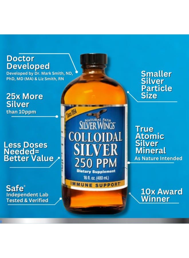 Natural Path Silver Wings Colloidal Silver Liquid - Enhanced Immune Support Supplement - 250ppm (1250mcg) - 16oz - Image 5