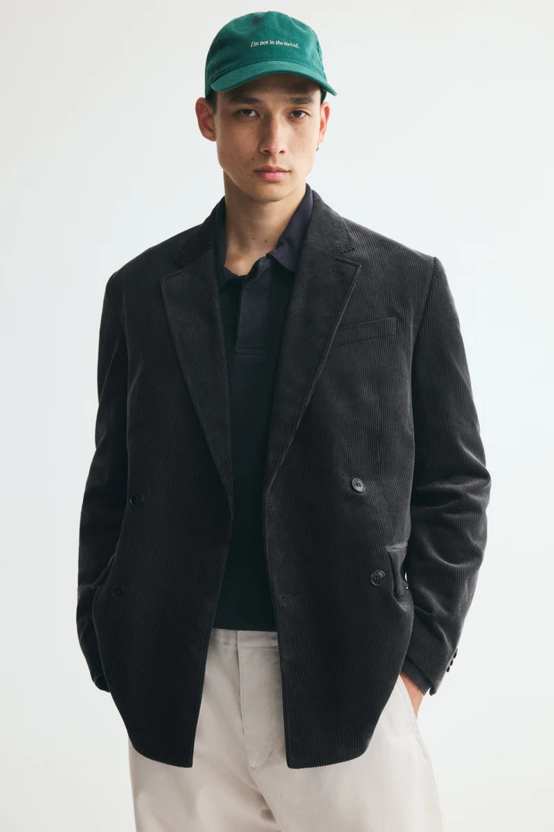 Relaxed Fit Double-breasted corduroy jacket
