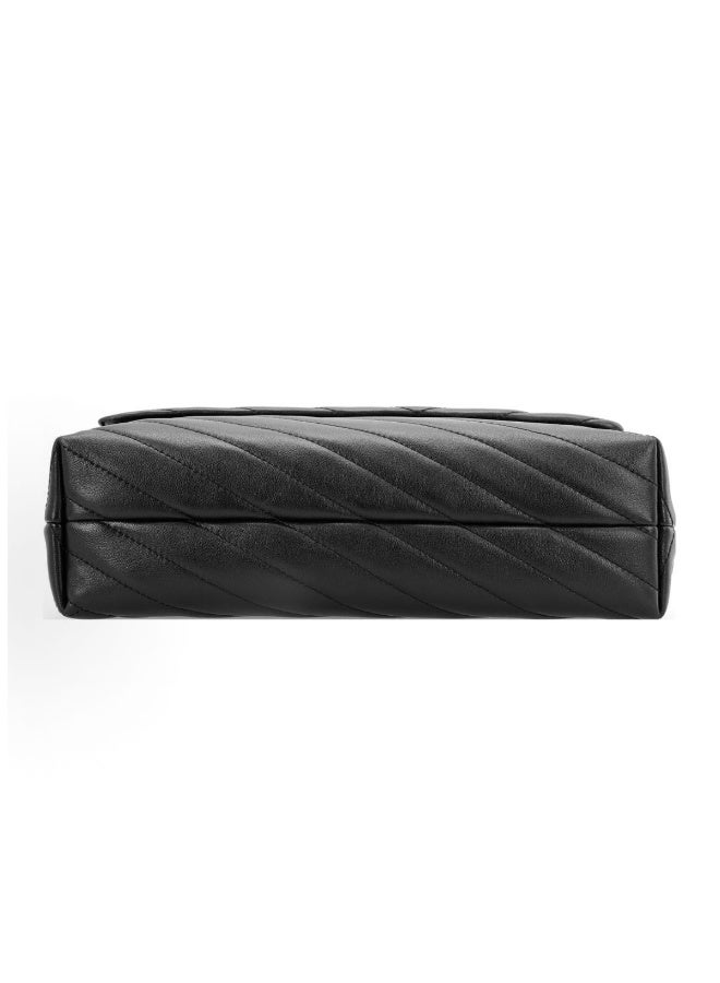 Tory Kira Chevron Shoulder Bag- Small-Black - Image 4