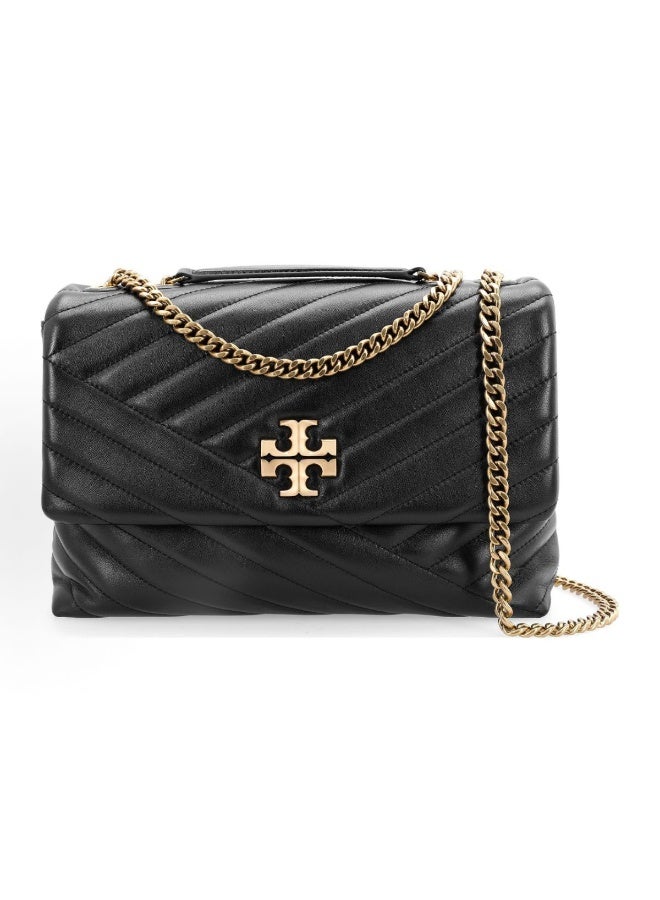 Tory Kira Chevron Shoulder Bag- Small-Black - Image 1