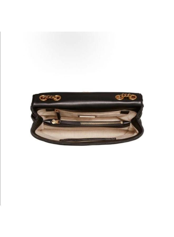 Tory Kira Chevron Shoulder Bag- Small-Black - Image 5