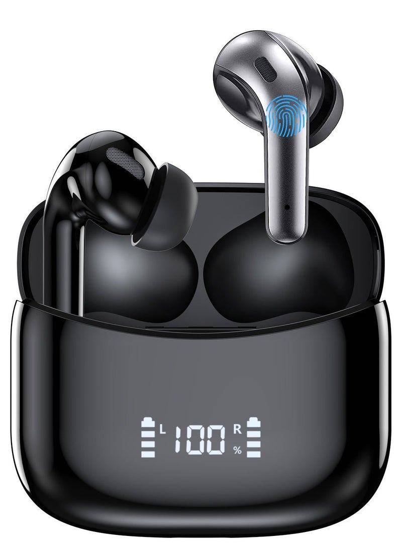 Raxoom True Wireless Earbuds, Bluetooth Earphones 60H Playback, CVC Noise Cancelling with Wireless Charging Case, in-Ear Stereo Wireless Earphones Built-in Mic, LED Display, IPX7 Waterproof Sport Headphones 