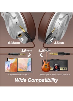 OneOdio A70 Wirless Bluetooth Over-Ear Headphone with Shareport 3.5Mm/6.35Mm Stereo Jack For Guitar Amp Computer PC Tablet Home Office Travel Silver Brown  - Image 2