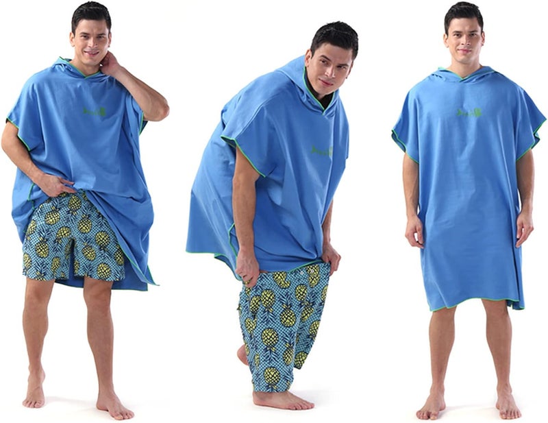 Eacam Surf Poncho Towel - Quick Dry Microfiber Beach Blanket with Hood Bath Swim Towel Wetsuit Beach Poncho for Adults - Image 3